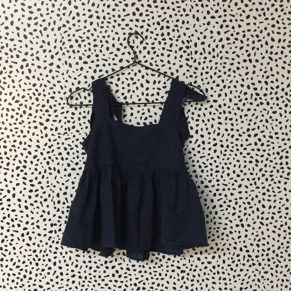 june & hudson Tops - June & Hudson Blue Eyelet Tie Strap Tank